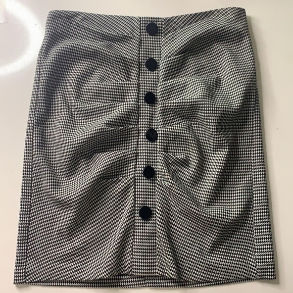 VENUS Houndstooth Rouched black white professional pencil skirt 4 small - Picture 5 of 5